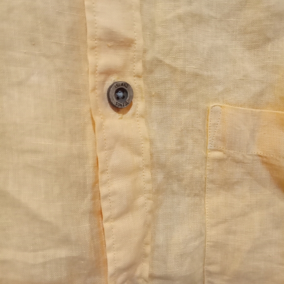 Island Trends 100% linen orange short sleeve button up shirt size XXL - Picture 3 of 5